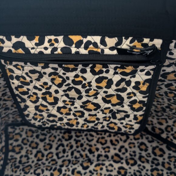 Vera Bradley Black Quilted Weekender Tote Bag with Leopard Inside - Picture 5 of 16